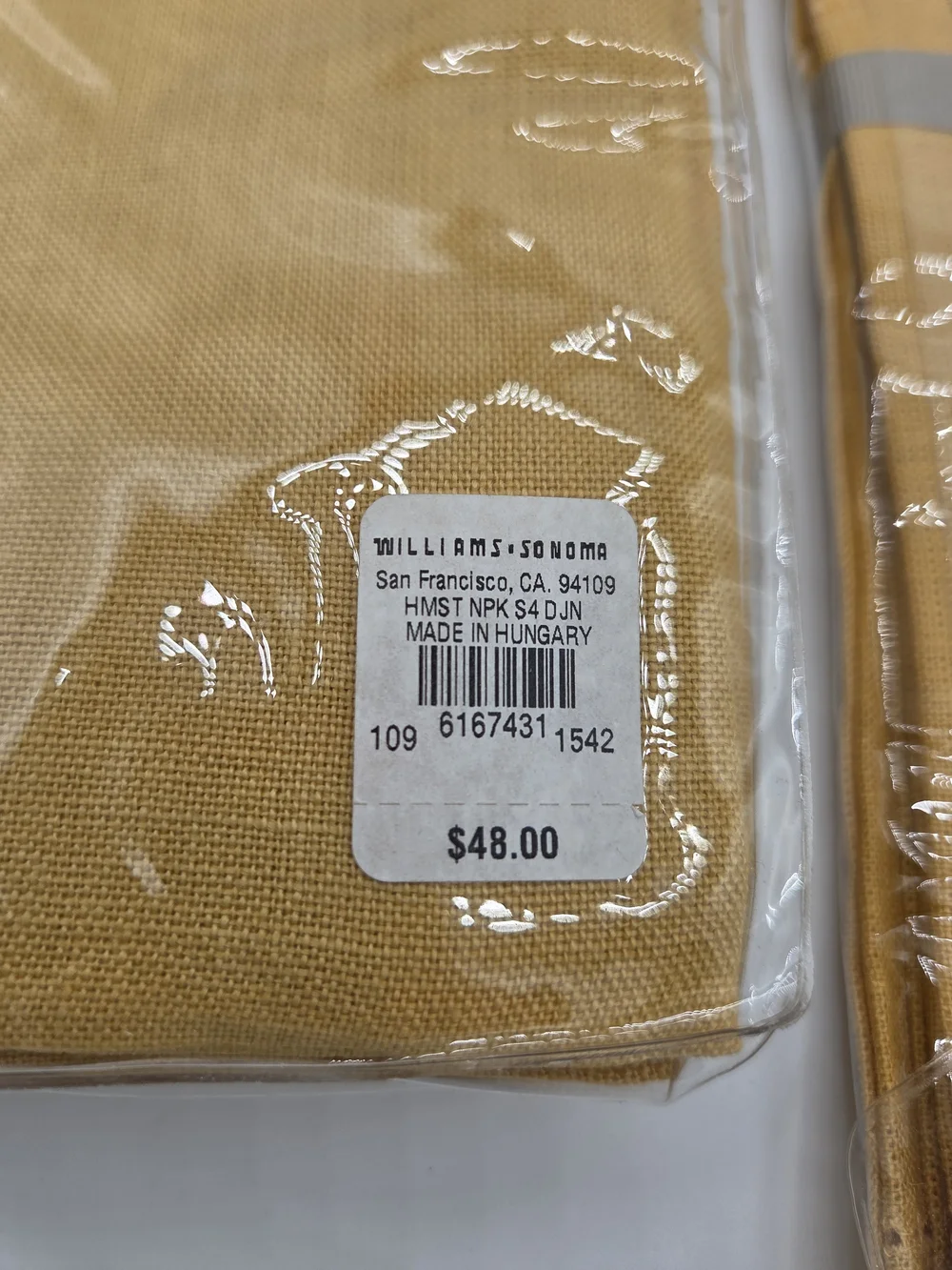 Williams Sonoma Mustard Yellow Hemstitched Linen Napkins & Placemats Set 4 NWT 1